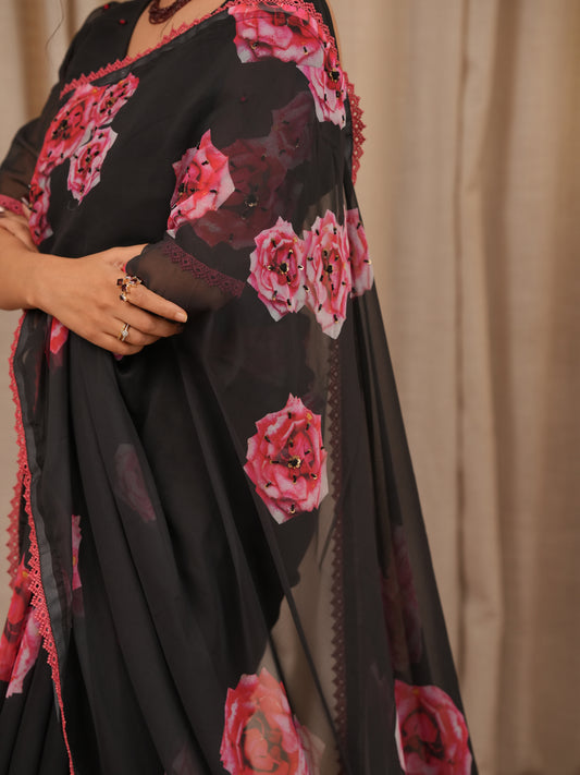 Floral Faux Georgette saree