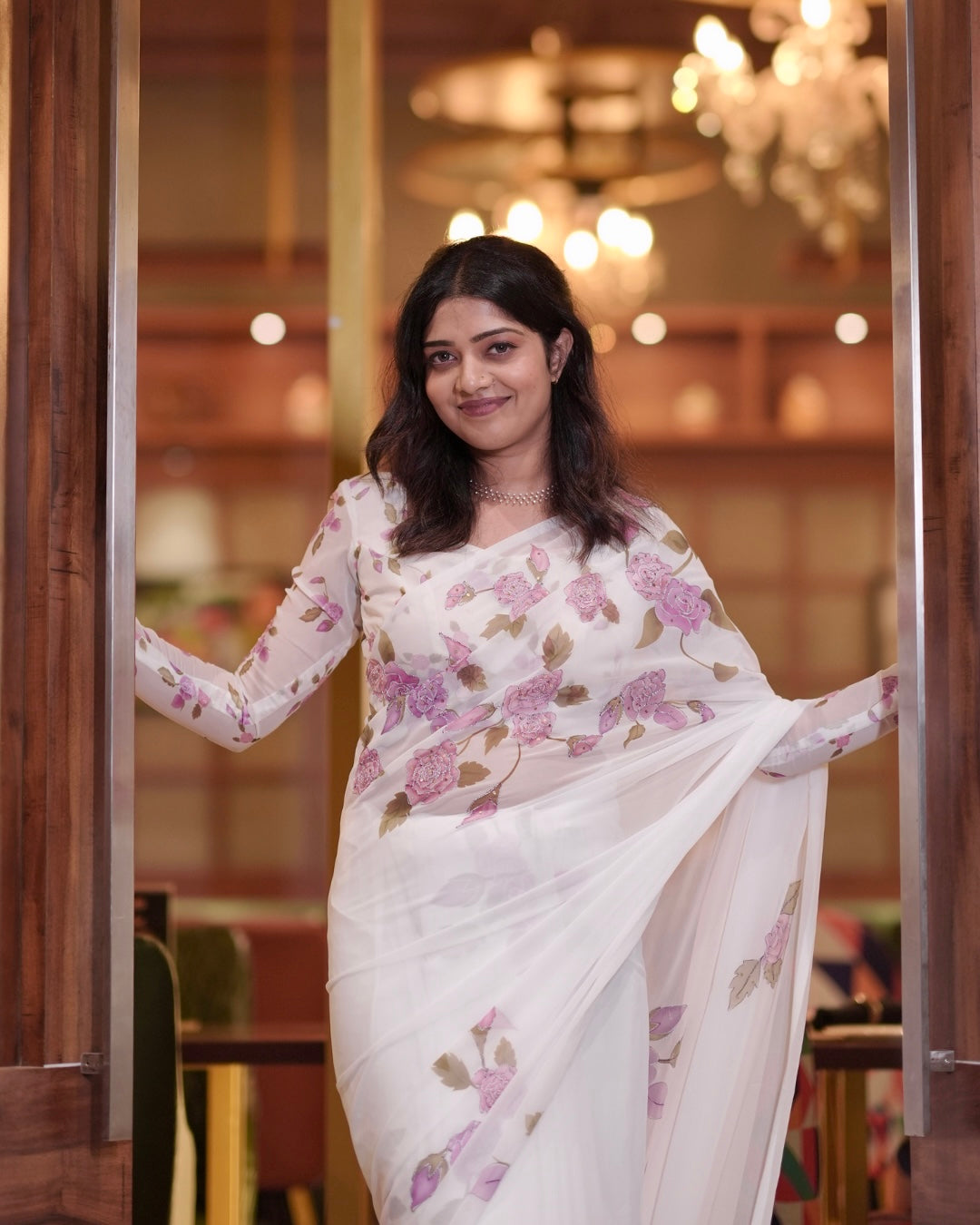 Floral Faux Georgette Saree