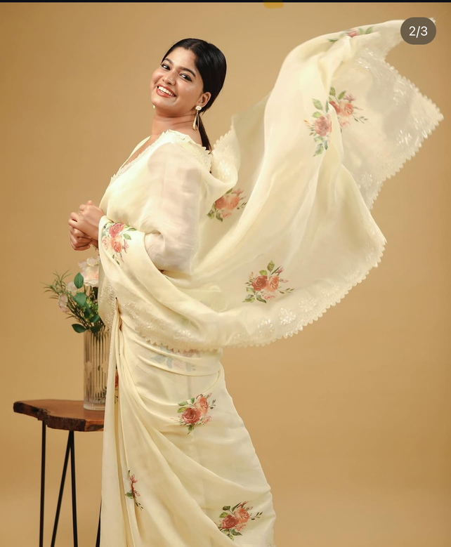 Magic gold organza saree