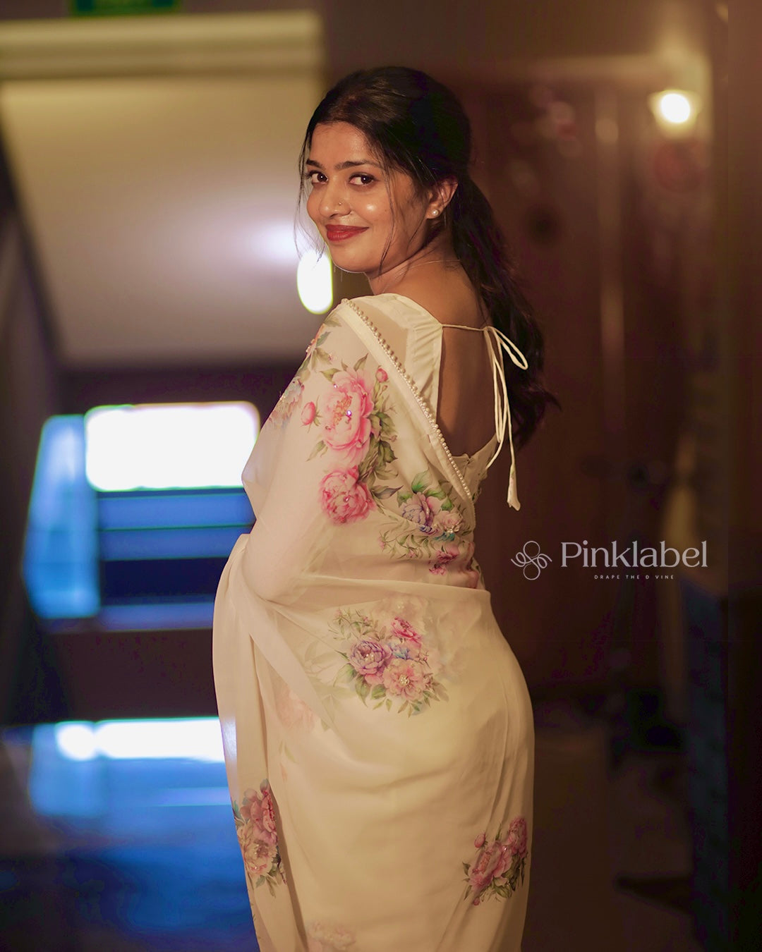 Georgette Handwork Saree with Beaded Border