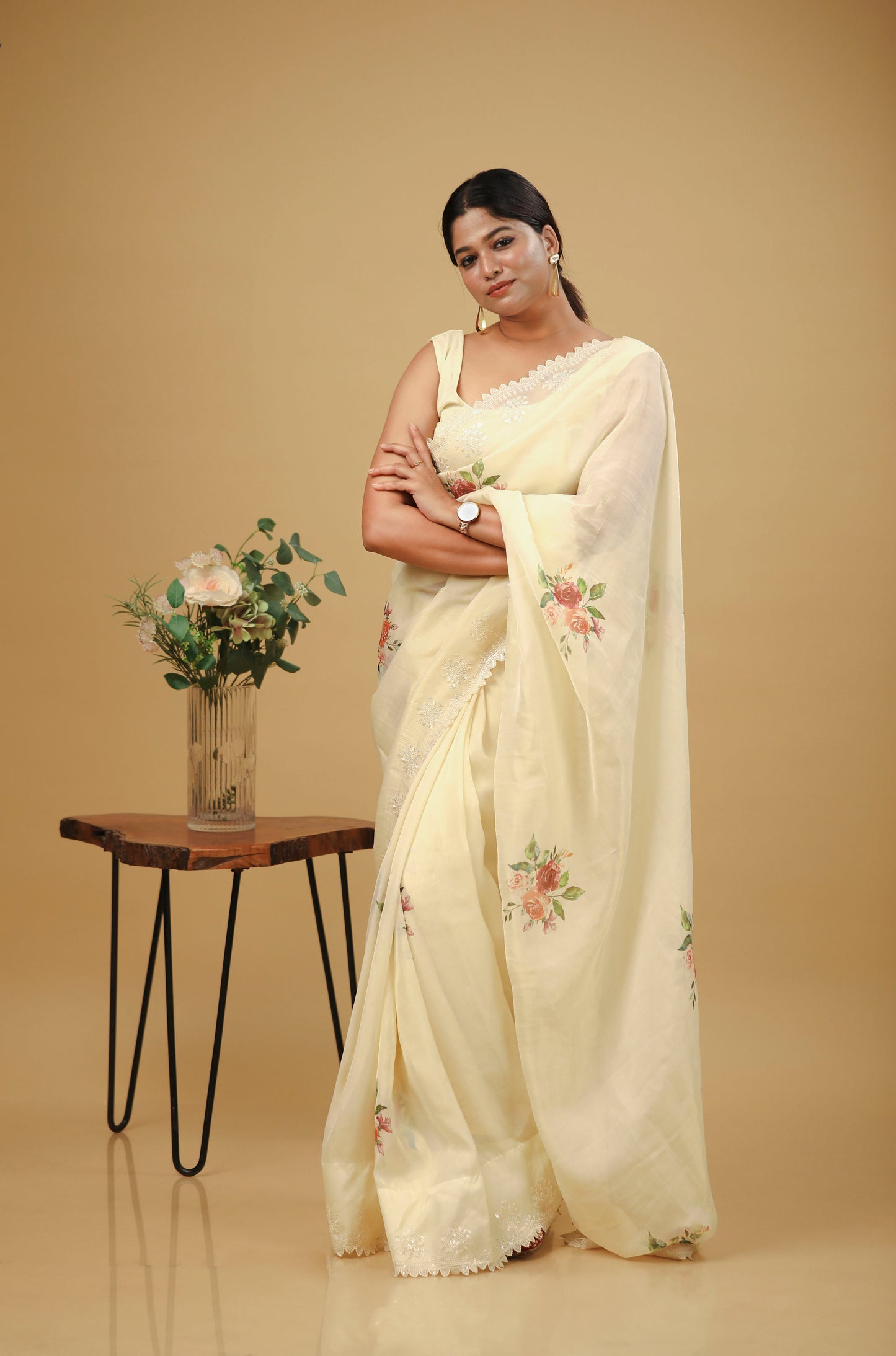 Magic gold organza saree