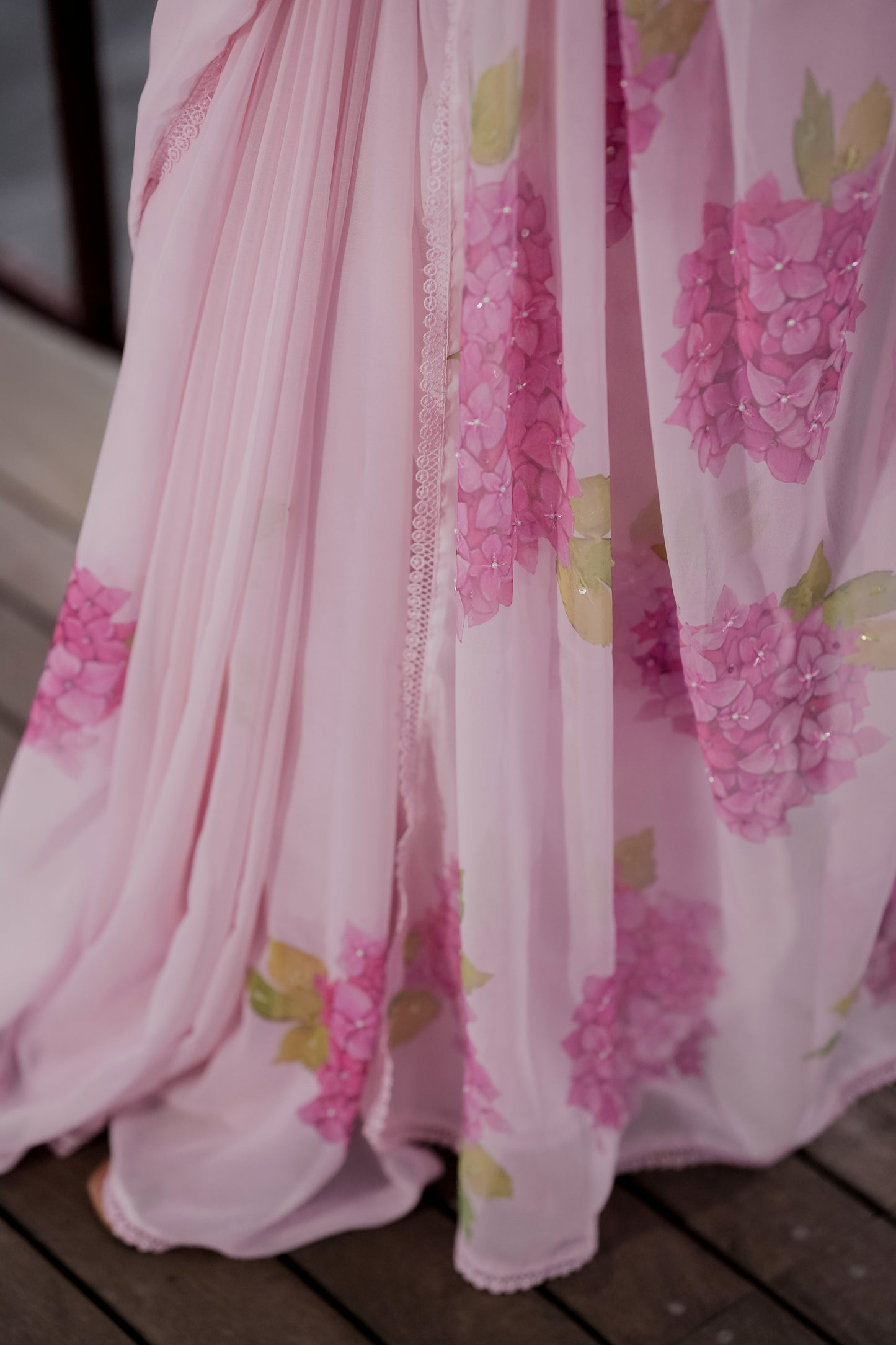 Pink Faux Georgette saree