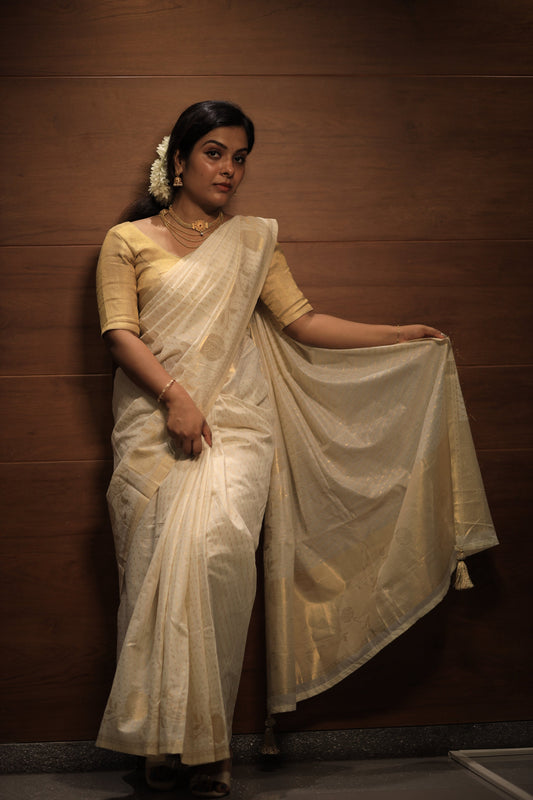 Tissue Saree with Gold Woven Butta