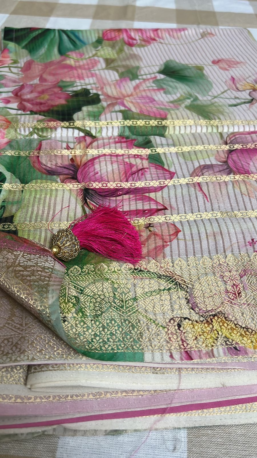 Lotus Bloom Poly Tussar Silk Saree