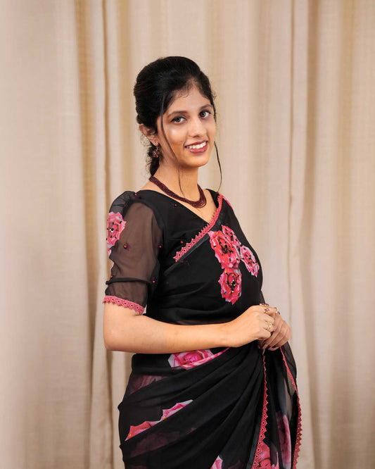 Floral Faux Georgette saree